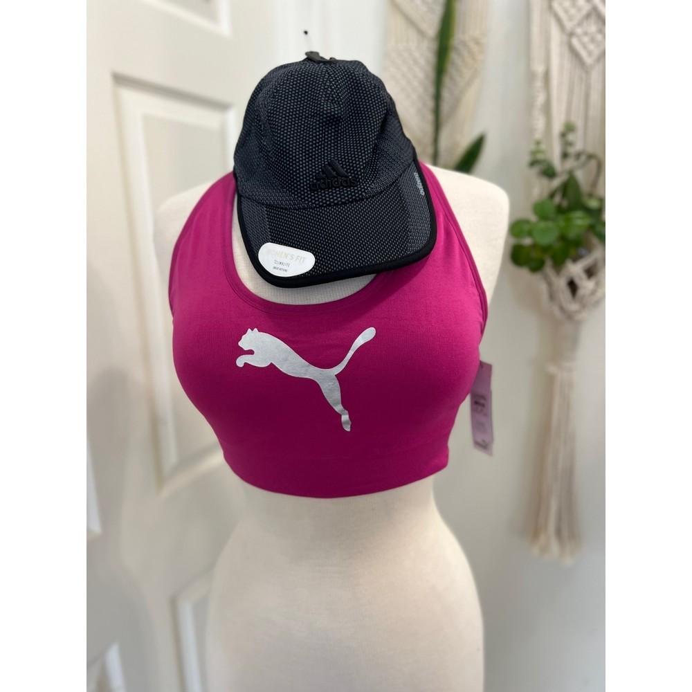 NWT Puma Fuchsia Sports Bra, Criss-Cross Racerback, Size L